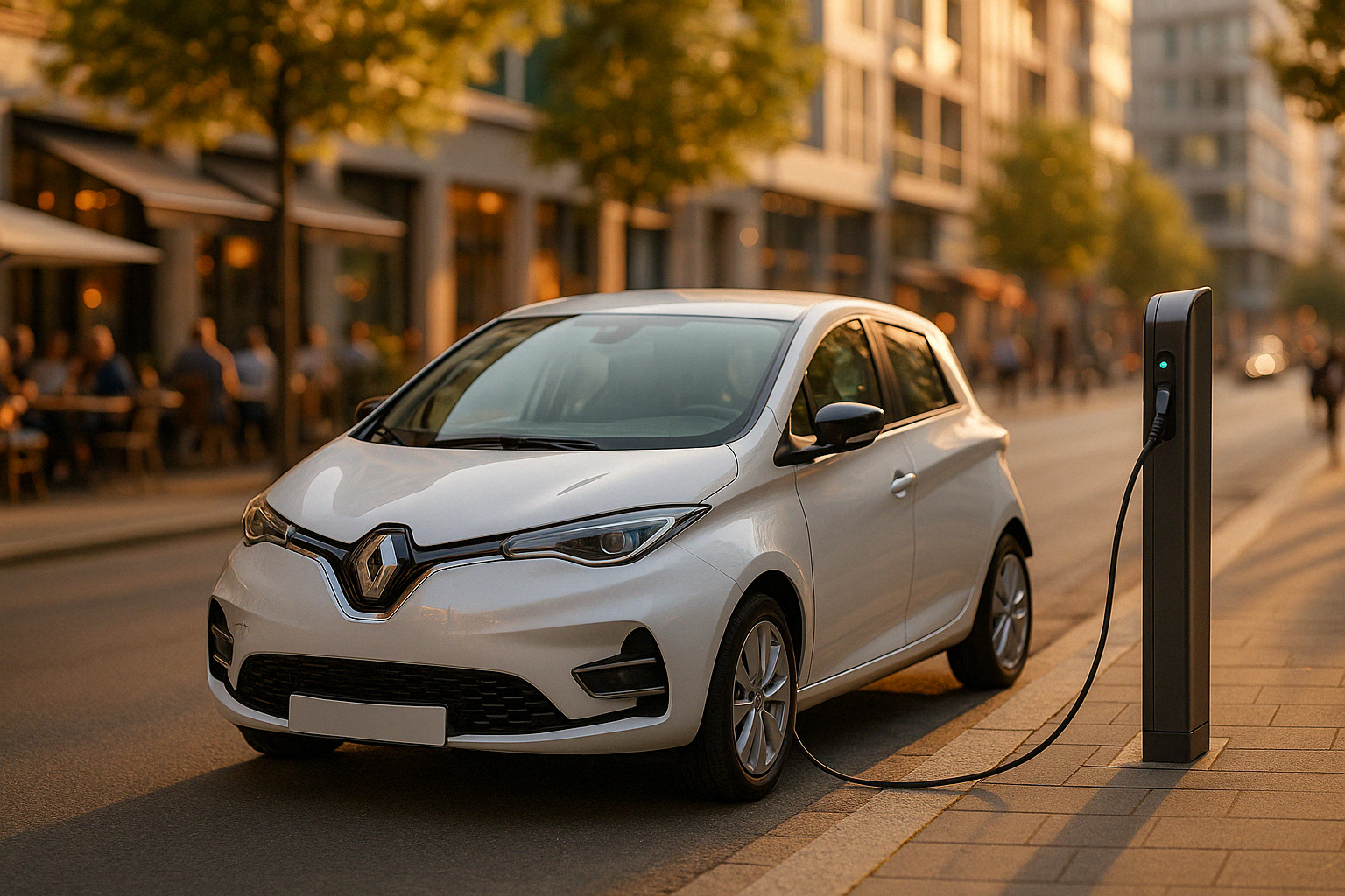 Voiture électrique en charge sur une borne