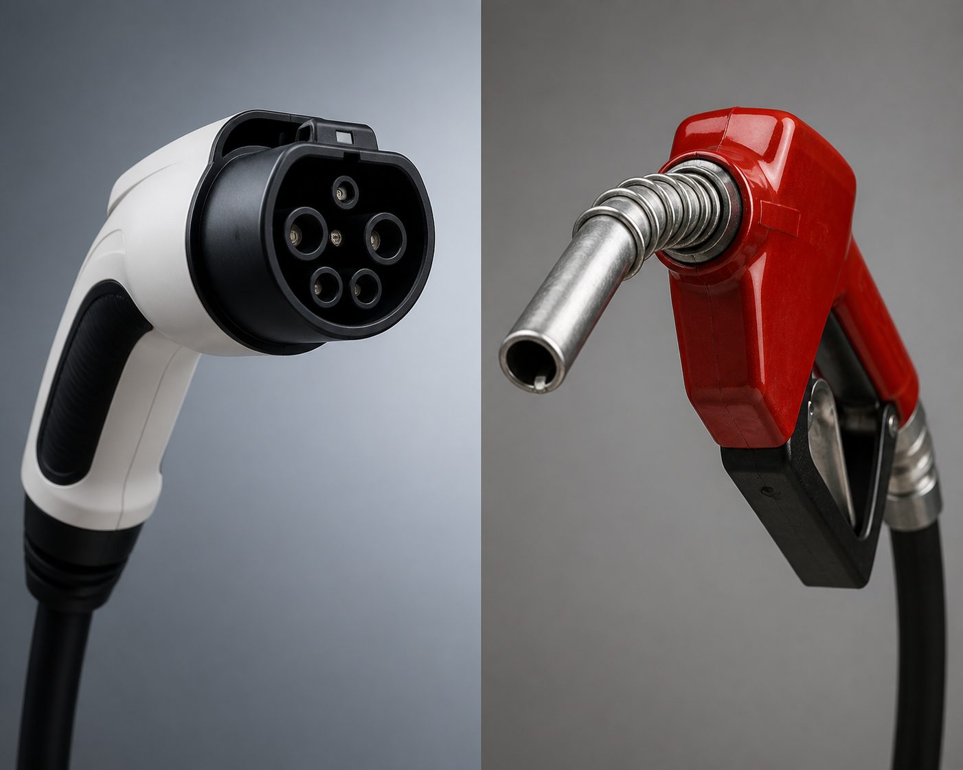 Comparaison entre une prise de recharge électrique et une pompe à essence